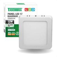 Plafon Taschibra Angra 25cm Quadrado Branco E27 Bivolt Com Lâmpada 4000k Neutro