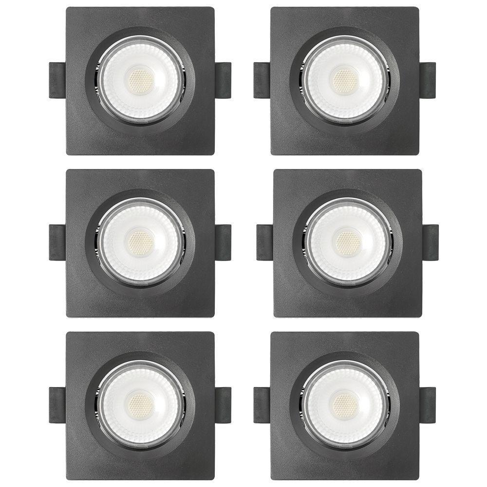 Kit 6 Spot De Led Embutir Slim Mr16 Quadrado 6w Preto Bivolt 6500k Frio - 1