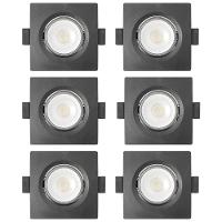Kit 6 Spot De Led Embutir Slim Mr16 Quadrado 6w Preto Bivolt 6500k Frio - 1