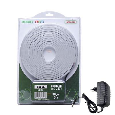 Kit 5 Metros Fita De Led Neon Taschibra 8w/m Ip65 12v Cores 6500k Frio