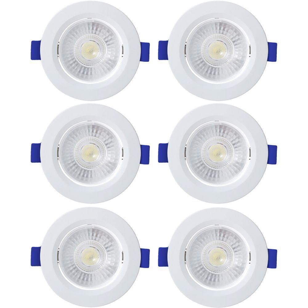 Kit 6 Spot De Led Embutir Slim Par20 Redondo 8w Bivolt 3000k Quente - 1