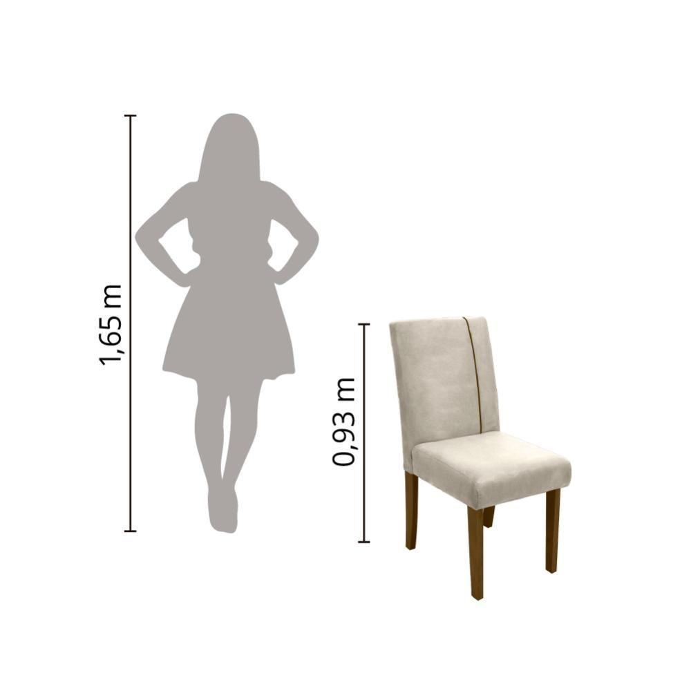 Conjunto de Mesa Sala de Jantar Atenas com 4 Cadeiras Carvalho-Off White-Bege 0,90m Quadrada Dobuê - 2