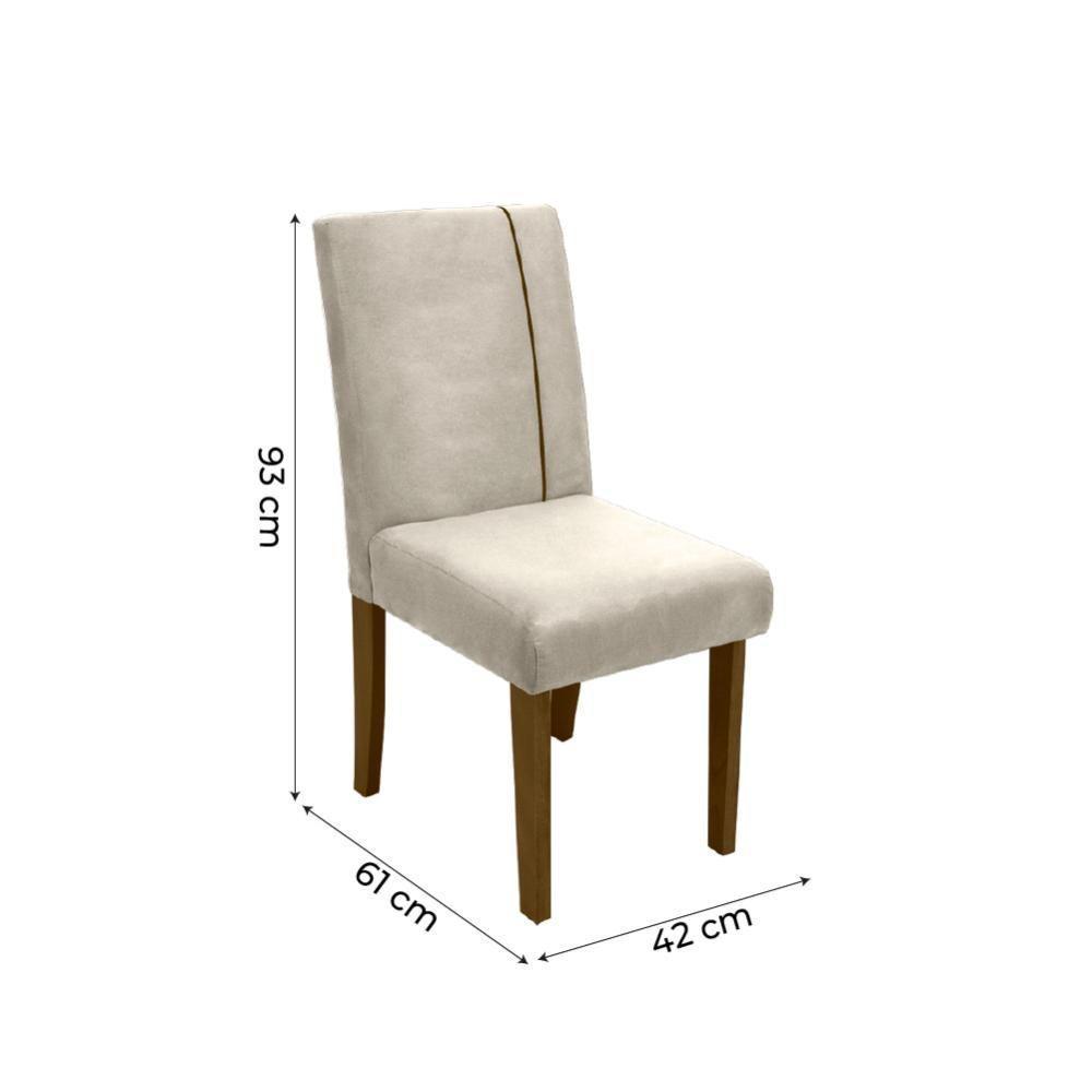 Conjunto de Mesa Sala de Jantar Atenas com 4 Cadeiras Carvalho-Off White-Bege 0,90m Quadrada Dobuê - 5