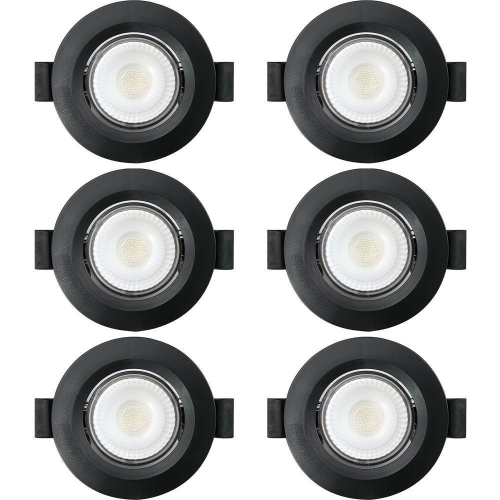 Kit 6 Spot De Led Embutir Slim Mr16 Redondo 6w Preto Bivolt 4100k Neutro - 1