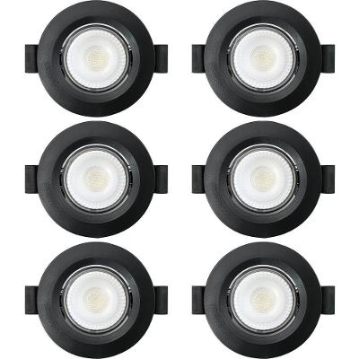Kit 6 Spot De Led Embutir Slim Mr16 Redondo 6w Preto Bivolt 4100k Neutro