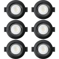 Kit 6 Spot De Led Embutir Slim Mr16 Redondo 6w Preto Bivolt 4100k Neutro - 1