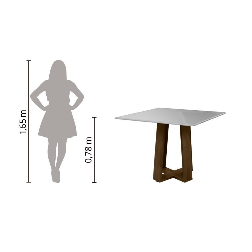 Conjunto de Mesa Sala de Jantar Atenas com 2 Cadeiras Carvalho-Off White-Bege 0,90m Quadrada Dobuê - 3