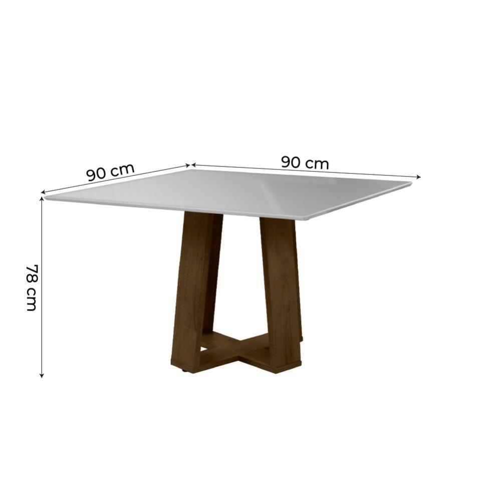 Conjunto de Mesa Sala de Jantar Atenas com 2 Cadeiras Carvalho-Off White-Bege 0,90m Quadrada Dobuê - 7