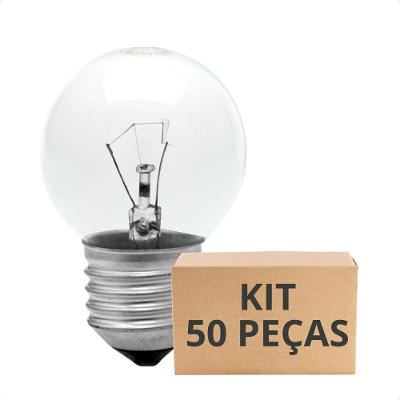 Kit 50 Lâmpadas Incandescente Bolinha Colorida 15w E27 Taschibra Clara 110v