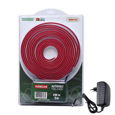 Kit 5 Metros Fita De Led Neon Taschibra 8w/m Ip65 12v Cores Vermelha