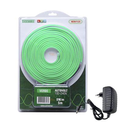 Kit 5 Metros Fita De Led Neon Taschibra 8w/m Ip65 12v Cores Verde