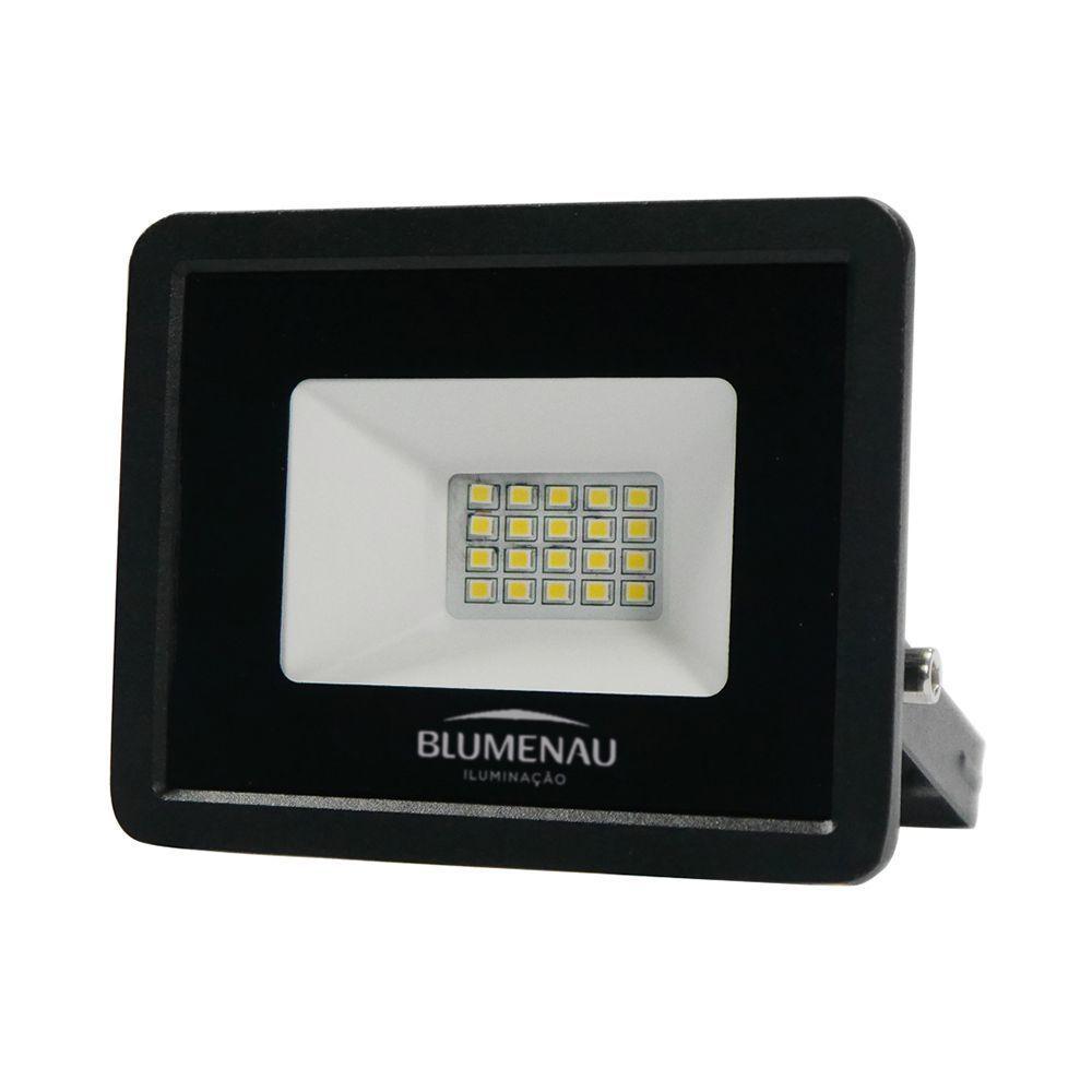 Kit 5 Refletor De Led Slim 20w Prova Dágua Preto Bivolt 3000k Quente - 2