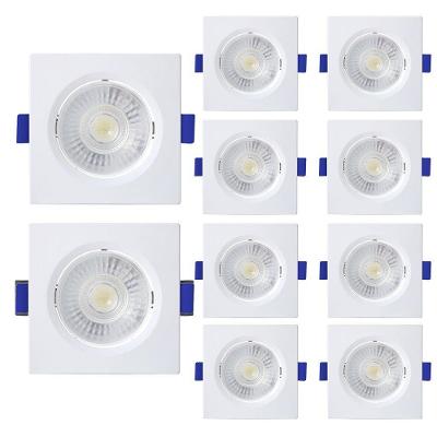 Kit 10 Spot De Led Embutir Slim Mr16 Quadrado 6w Bivolt 3000k Quente