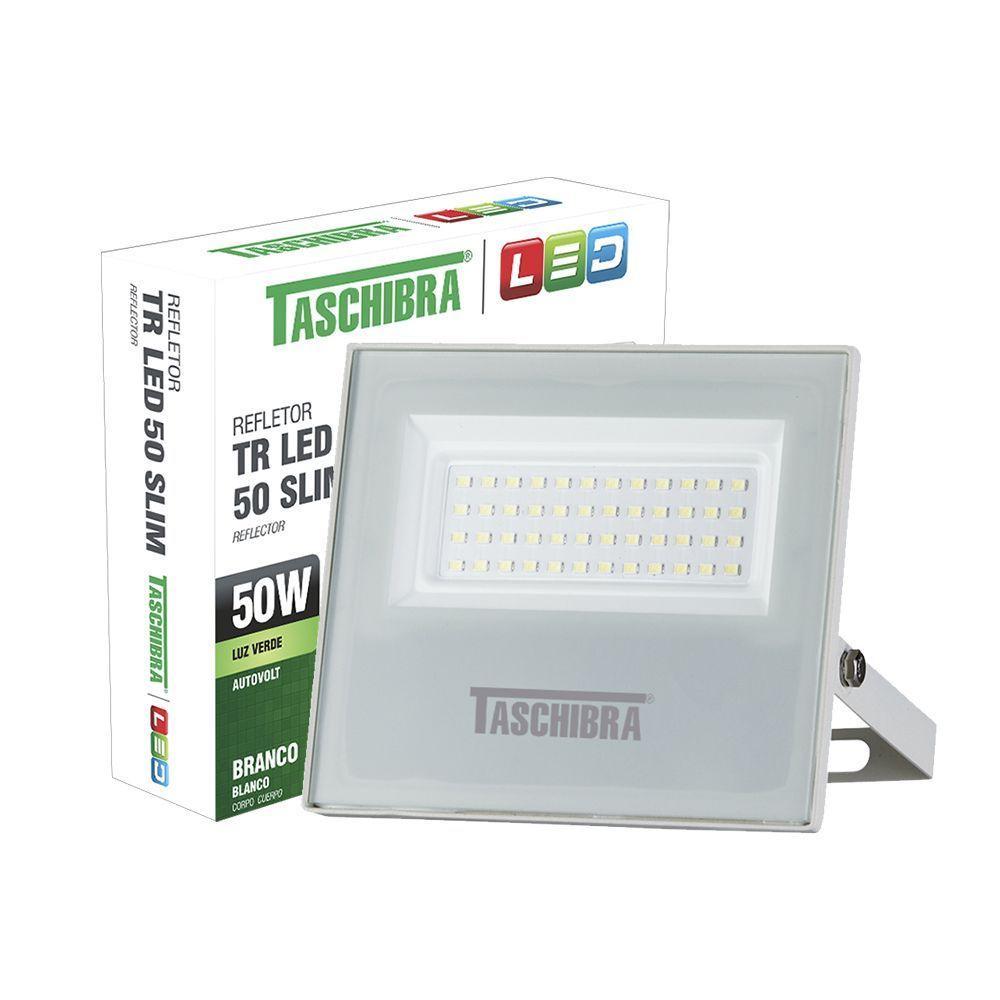 Kit 10 Refletores Taschibra Led Tr Slim 50w Verde Branco Bivolt - 4