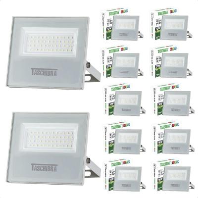 Kit 10 Refletores Taschibra Led Tr Slim 50w Verde Branco Bivolt