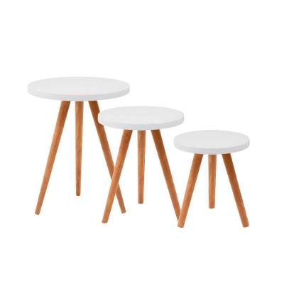 Conjunto Kit Com 3 Mesinhas Lateral De Canto Redonda Branco - Octavio Moveis