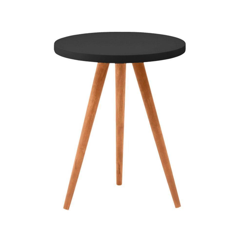 Conjunto Kit Com 3 Mesinhas Lateral De Canto Redonda Preto - Octavio Moveis - 2