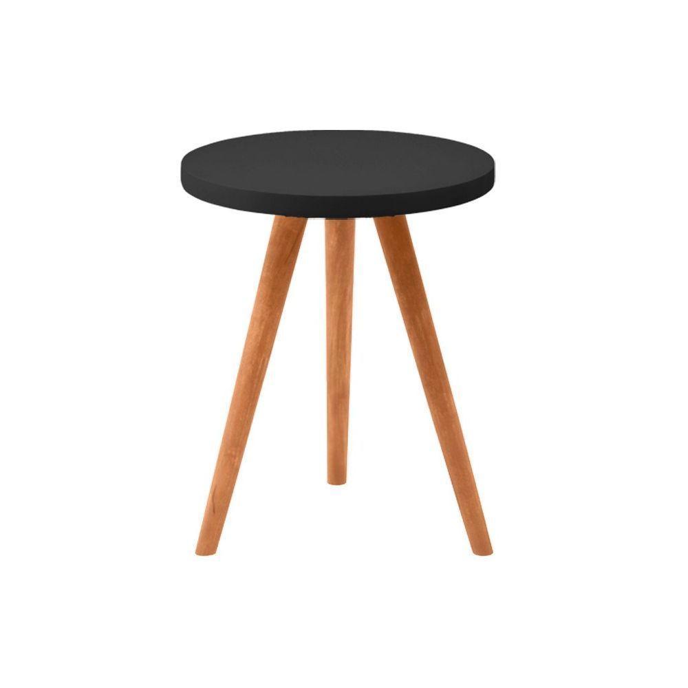 Conjunto Kit Com 3 Mesinhas Lateral De Canto Redonda Preto - Octavio Moveis - 3