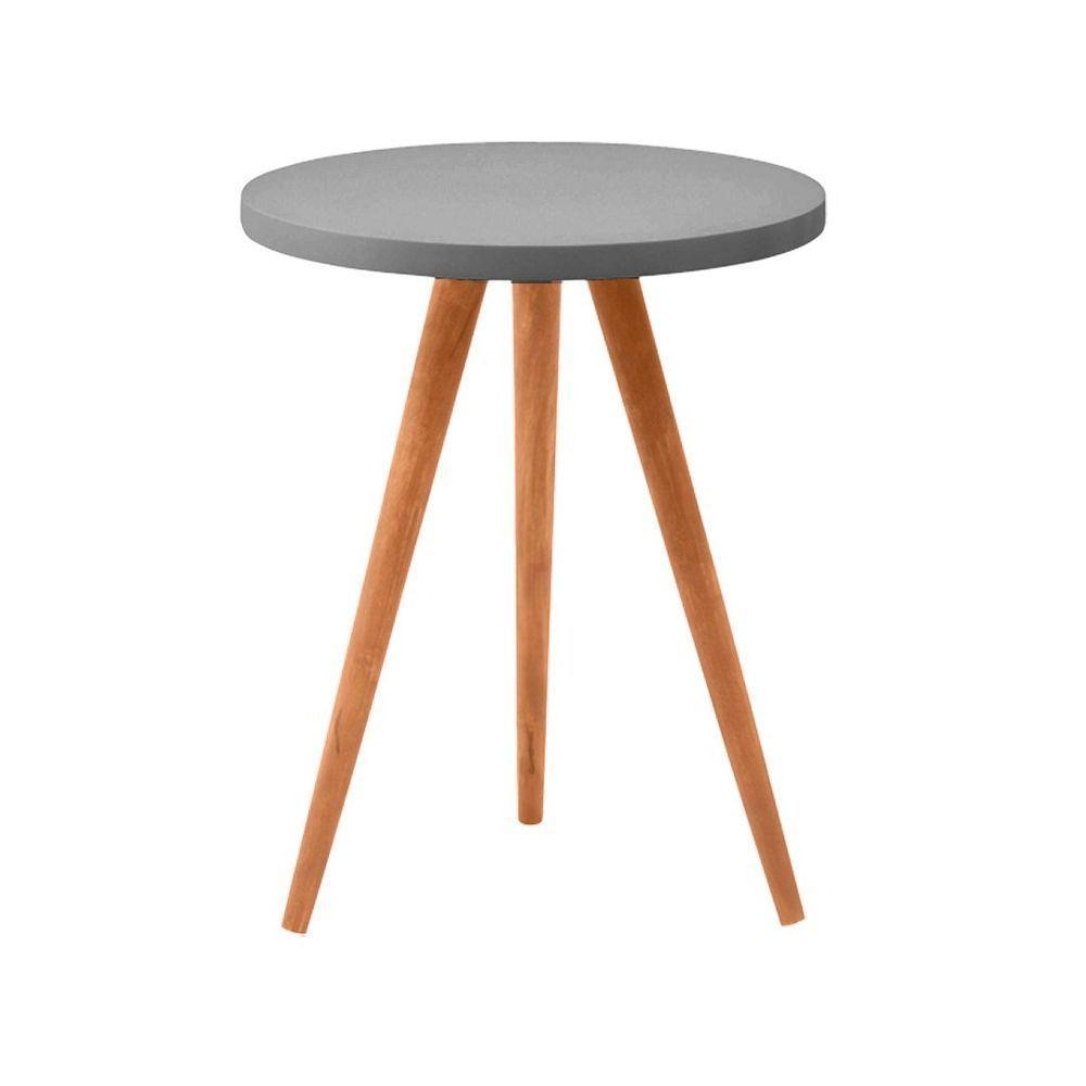 Conjunto Kit Com 3 Mesinhas Lateral De Canto Redonda Cinza - Octavio Moveis - 2