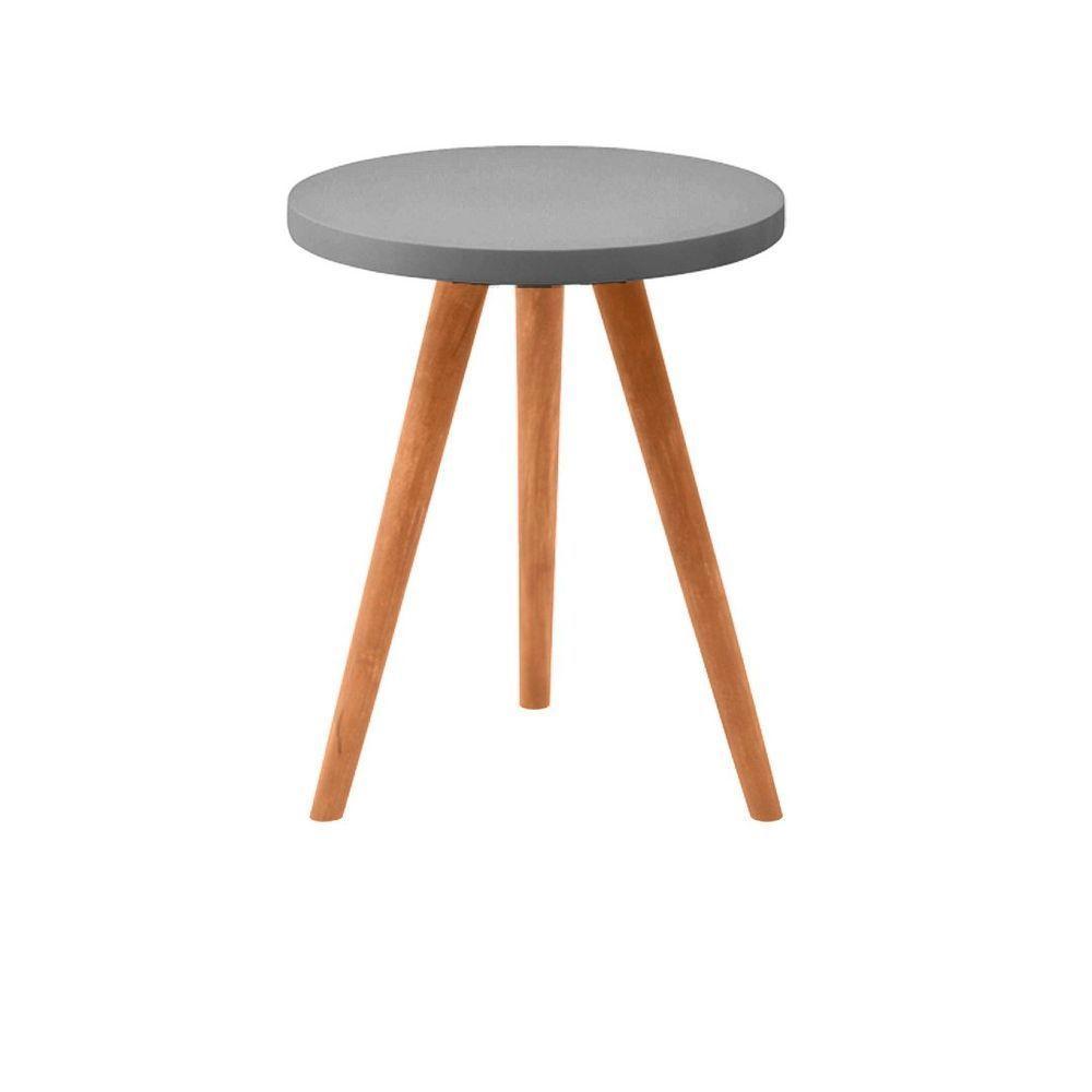 Conjunto Kit Com 3 Mesinhas Lateral De Canto Redonda Cinza - Octavio Moveis - 3