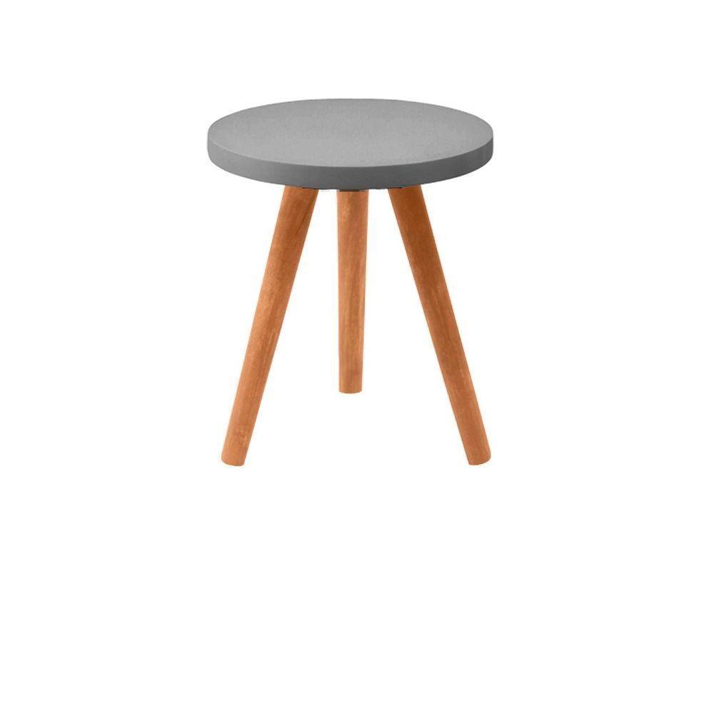 Conjunto Kit Com 3 Mesinhas Lateral De Canto Redonda Cinza - Octavio Moveis - 4