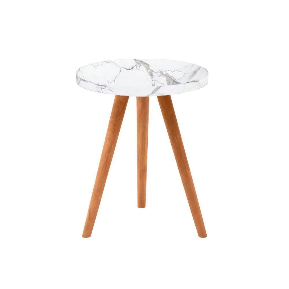 Conjunto Kit Com 3 Mesinhas Lateral De Canto Redonda Sala Estilo Granito - Octavio Moveis - 3