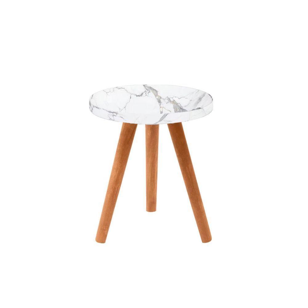 Conjunto Kit Com 3 Mesinhas Lateral De Canto Redonda Sala Estilo Granito - Octavio Moveis - 4