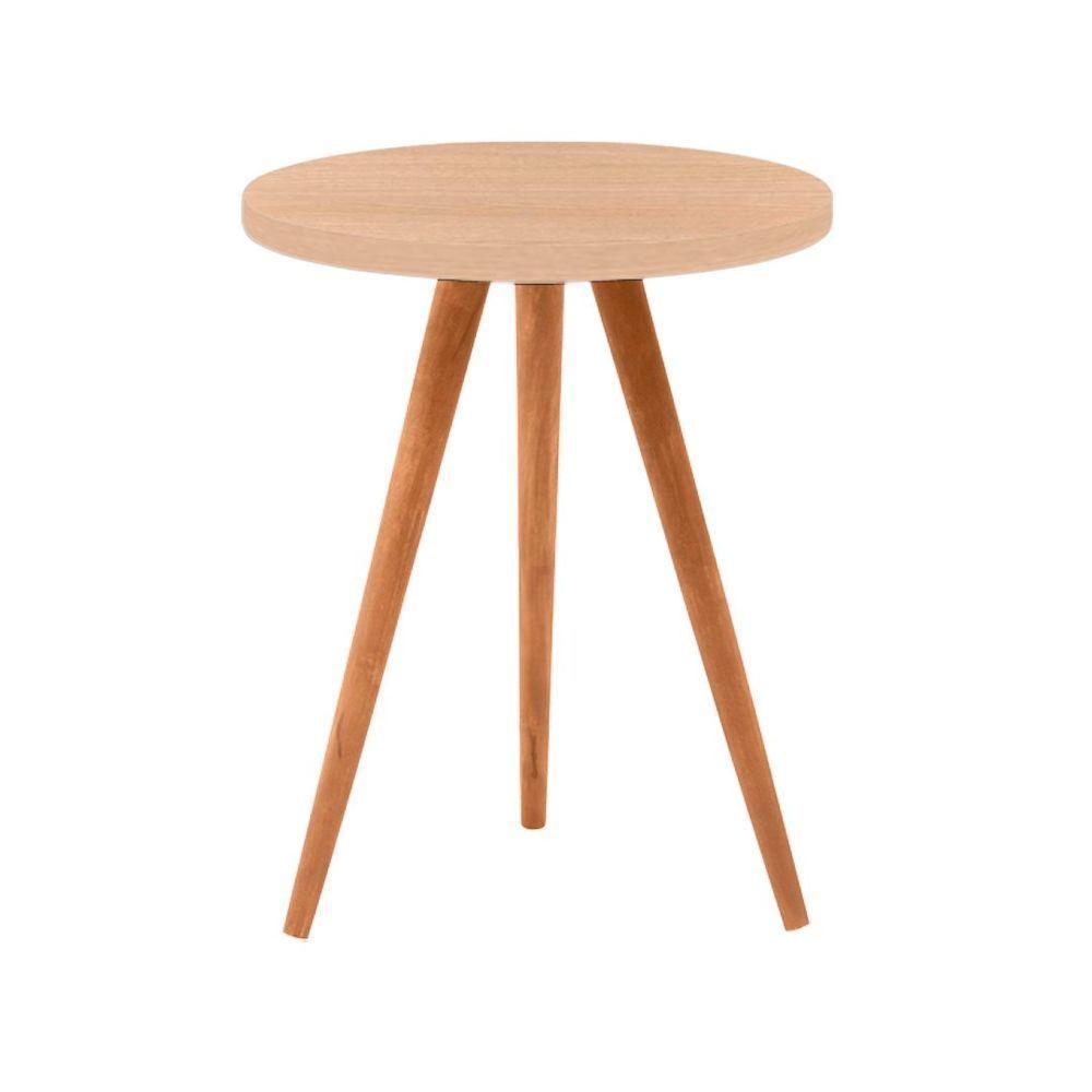 Conjunto Kit Com 3 Mesinhas Lateral De Canto Redonda Sala Amadeirado Claro - Octavio Moveis - 2