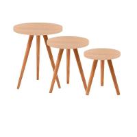 Conjunto Kit Com 3 Mesinhas Lateral De Canto Redonda Sala Amadeirado Claro - Octavio Moveis - 1
