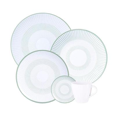 Aparelho De Jantar Tramontina Lineare 20 Peças Em Porcelana Decorada