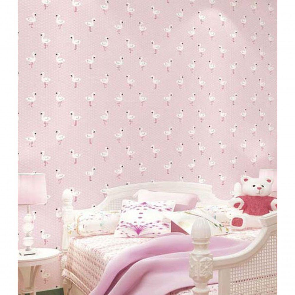 Papel De Parede Fofura Baby Flamingos Fundo Rosa Ff4019 - 1