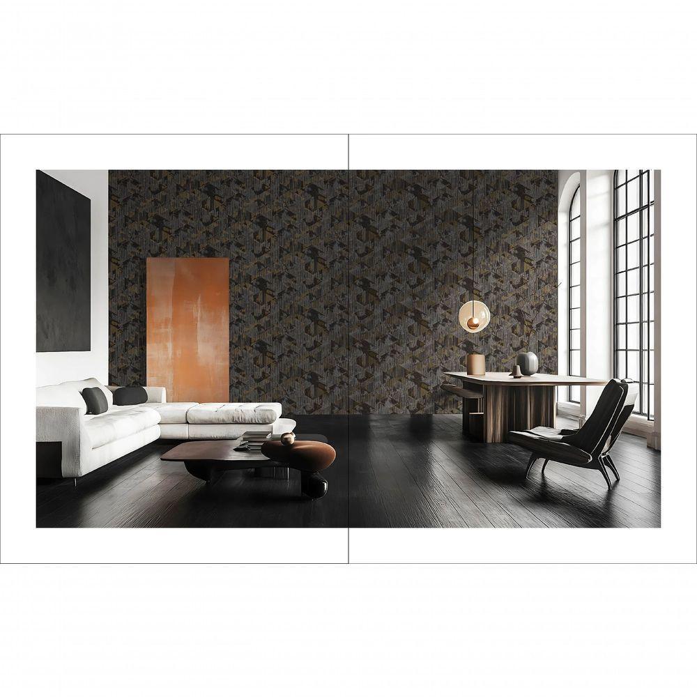 Papel De Parede Brut Geométrico Texturizado Preto Bt2021401 - 1