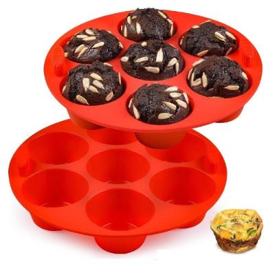 Forma Cupcake Mini Bolo Air Fryer Assadeira 7 Cavidades Cesto Silicone Fritadeira Congelador Forno