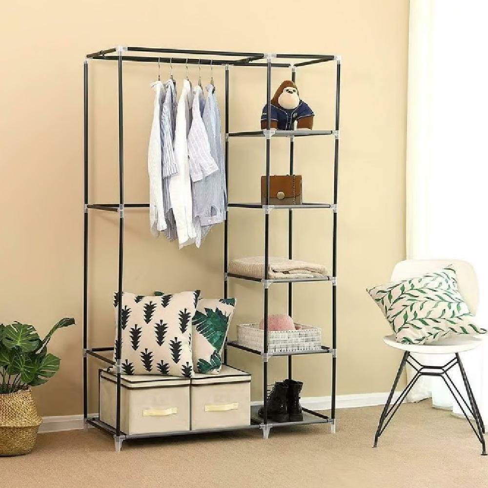 Guarda Roupa Cabideiro Organizador Portatil 4 Prateleiras Compacto Arara Closet Praia Quarto Brecho - 6