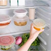 Kit 6 Tampas Ajustaveis Silicone Flexivel Potes Panelas Kit Jogo Latas Tampa Redonda Quadrada - 6