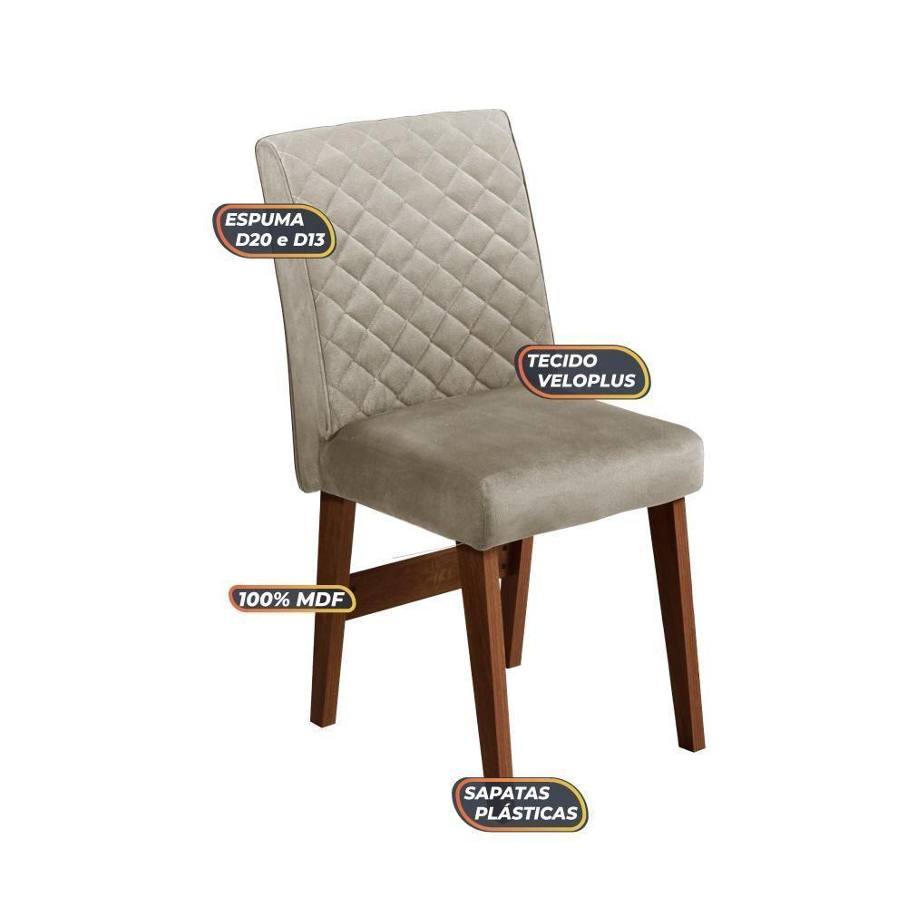 Conjunto De Mesa Sala De Jantar 4 Cadeiras Redonda 1,03m Athenas Cedro/areia Cedro / Off White - 4