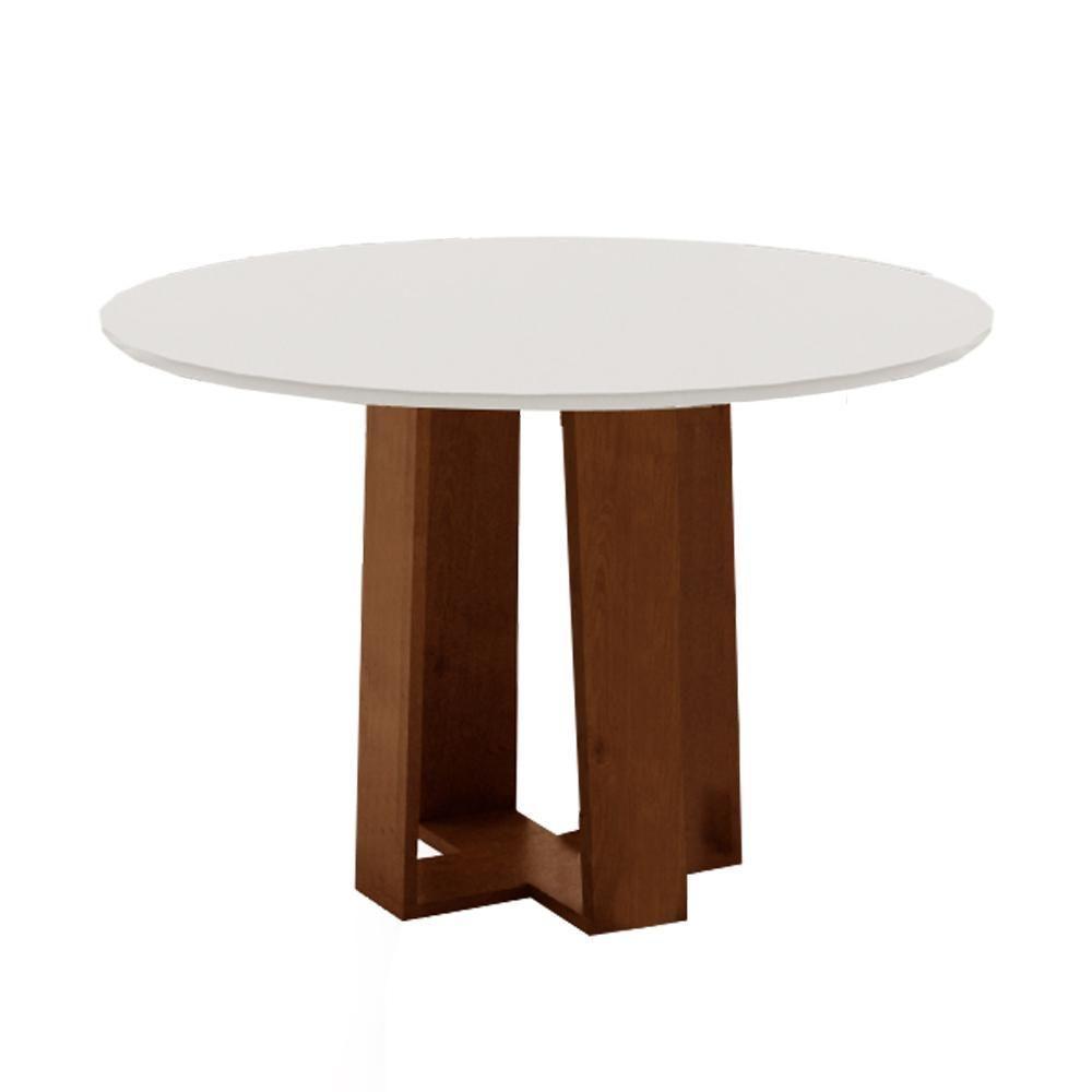 Conjunto De Mesa Sala De Jantar 4 Cadeiras Redonda 1,03m Athenas Cedro/areia Cedro / Off White - 7