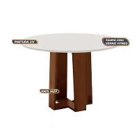 Conjunto De Mesa Sala De Jantar 4 Cadeiras Redonda 1,03m Athenas Cedro/areia Cedro / Off White - 5