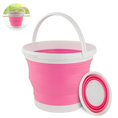 Balde Multiuso Retratil Flexivel Limpeza Domestico Capacidade 10l Campacto Silicone Rosa
