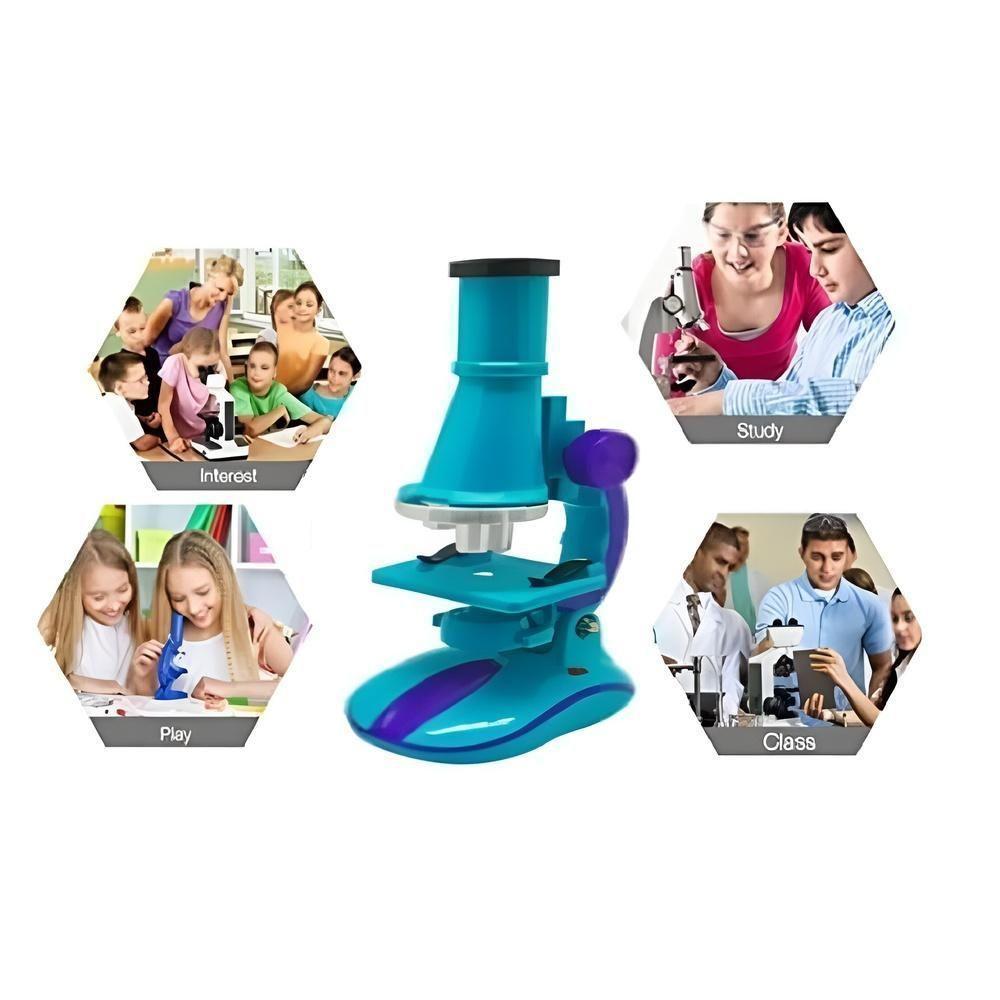 Microscopio Infantil Educacional Completo Ciencias Laboratorio Luz Led 100x 200x 450x Escolar Verde - 5