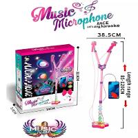 Microfone Infantil Duplo Pedestal Amplificador Musical Karaoke Rock Star Conecta Celular Mp3 Luz - 3