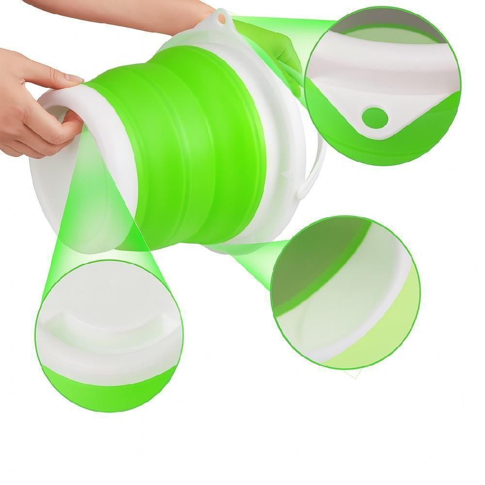 Balde Flexivel Silicone Dobravel Cesto Portátil Flash Mop 10l Grande Roupa Agua Gelo Multiuso Verde - 3