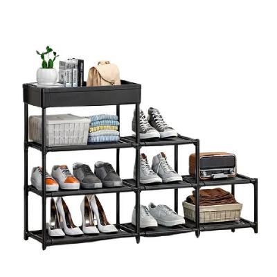 Estante Multiuso Sapateira 8 Prateleiras Cesto Vazado Organizador Quarto Closet Lavanderia Preto
