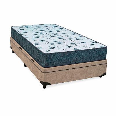 Cama Box Baú Solteiro 88 com Colchão Espuma D28 Suede Bege Cinza Alegro