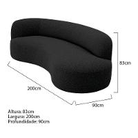 Divã Recamier Orgânico Tokyo 200cm Lado Direito Linho Preto - 6