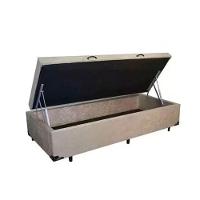 Cama Box Baú Solteiro 88 Suede Bege Com Colchão Alegro Espuma D28 Cinza 58x88x188 - 2