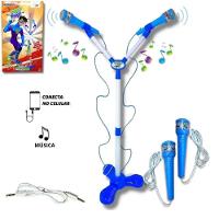 Kit Microfone Infantil Duplo Com Pedestal Conecta No Celular Som E Luz Led Karaoke Rock Hero Squad - 2
