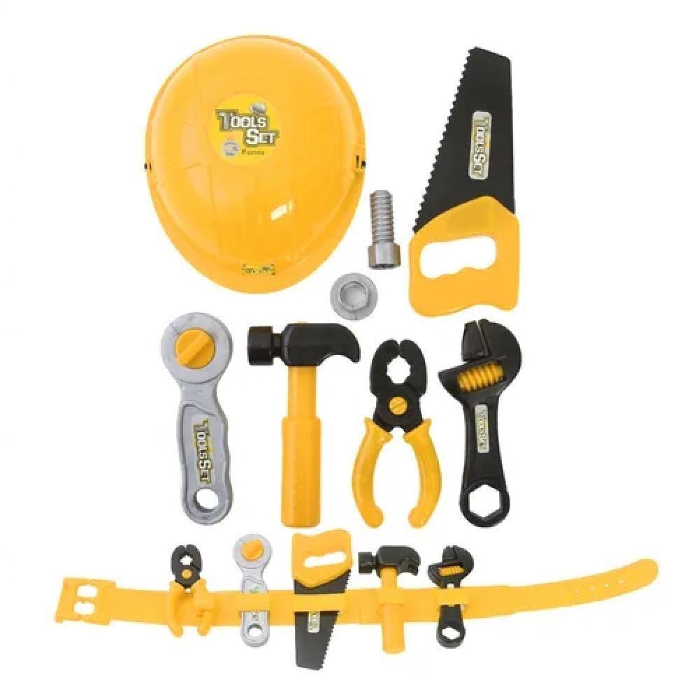 Kit Ferramentas Infantil Cinto Capacete Brinquedo Com Acessorios Chaves Alicate Completo - 1