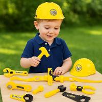 Kit Ferramentas Infantil Cinto Capacete Brinquedo Com Acessorios Chaves Alicate Completo - 3