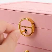 Maleta Porta Joias Organizador Com Gaveta 2 Andares Brincos Aneis Pulseiras Relogio Viagem Rosa - 6